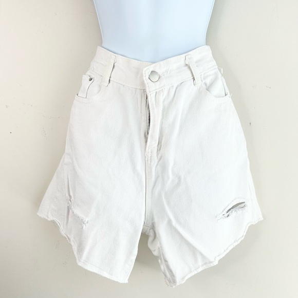 Oak + Fort Bermuda Jorts Jean Shorts High Rise Cutoffs Distressed denim Large - Picture 5 of 16